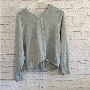 Heather Gray Women's V-Neck Drawstring Sweatshirt
